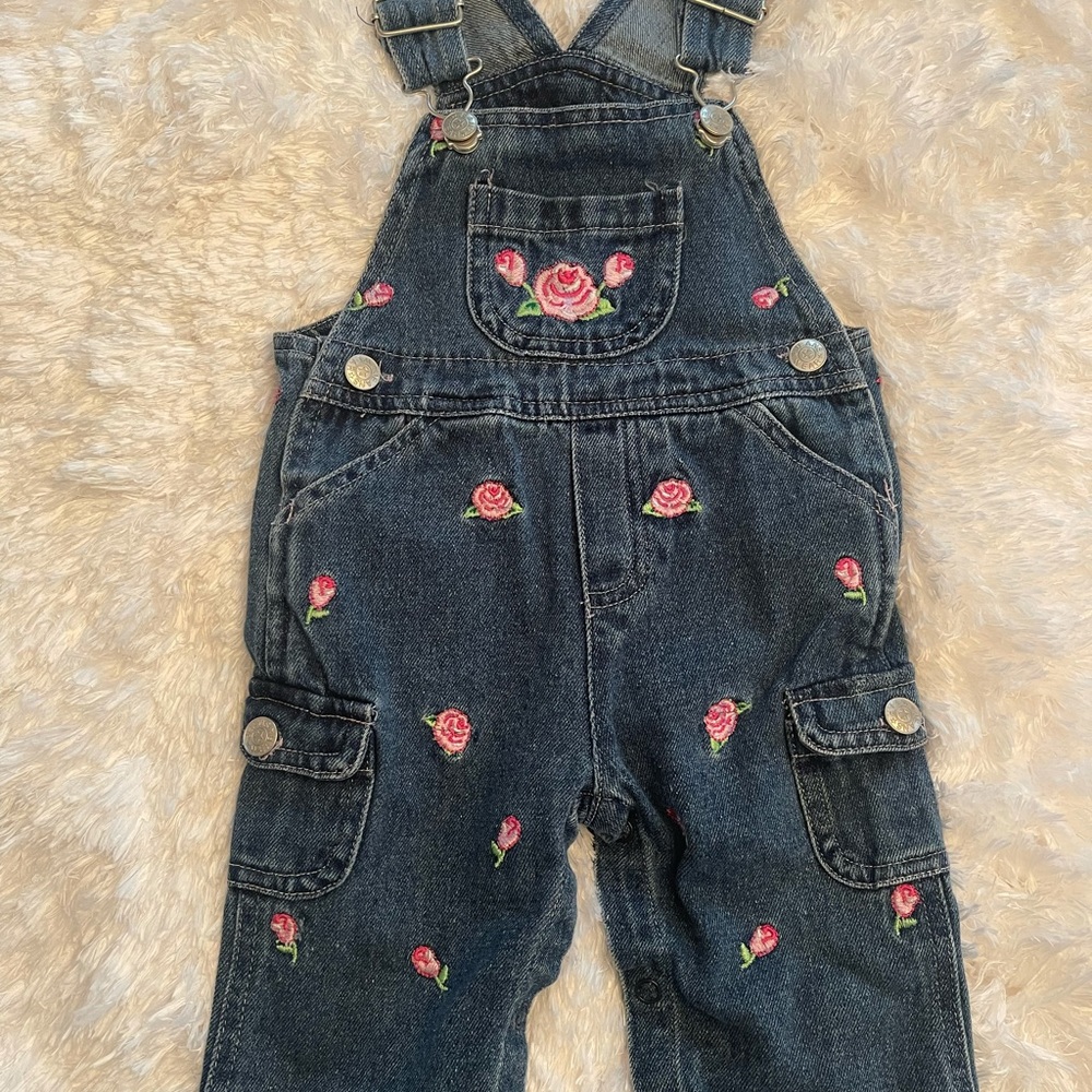 3-6 month denim bib overalls. So cute!!